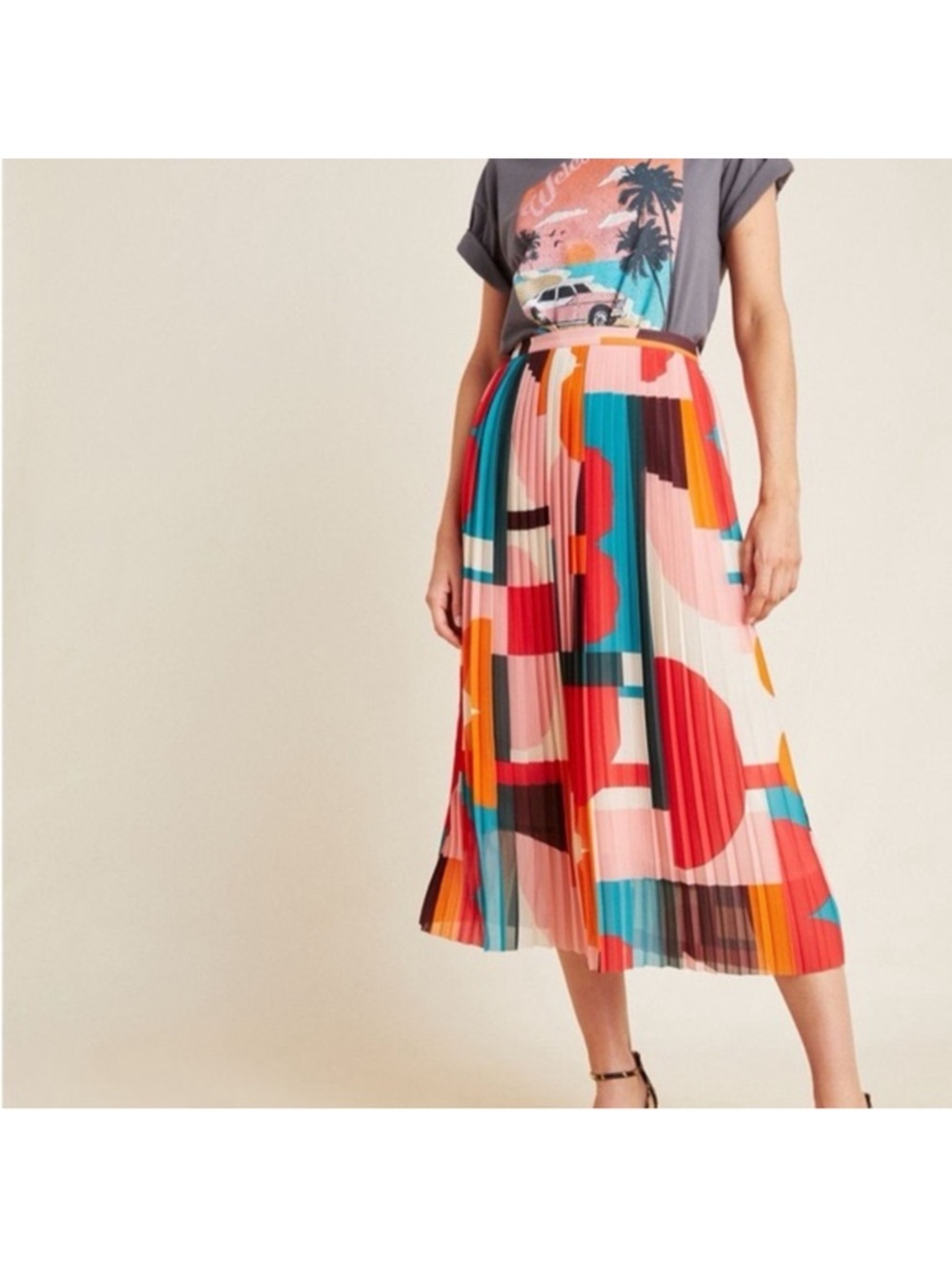 Maeve Aurelia Abstract Pleated
Midi Skirt Anthropologie Size 2P